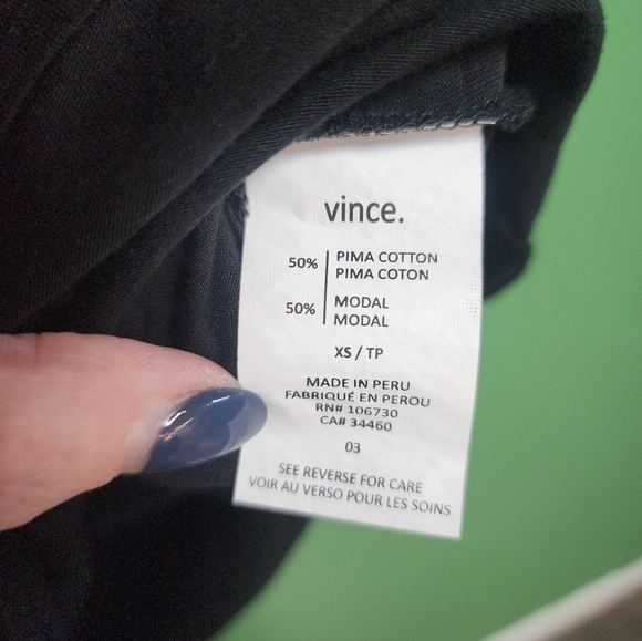 Vince Tops - Vince Black Long Sleeve Top XS Pima Cotton Modal Made in Peru